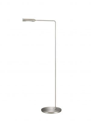 Flo Floor Stehleuchte in gebürstetem Nickel, moderne LED-Stehlampe für Wohnzimmer und Büro.